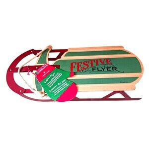 NEW Hallmark Festive Radio Flyer Type Sled Christmas Decor 15” Red Green w/ Tags